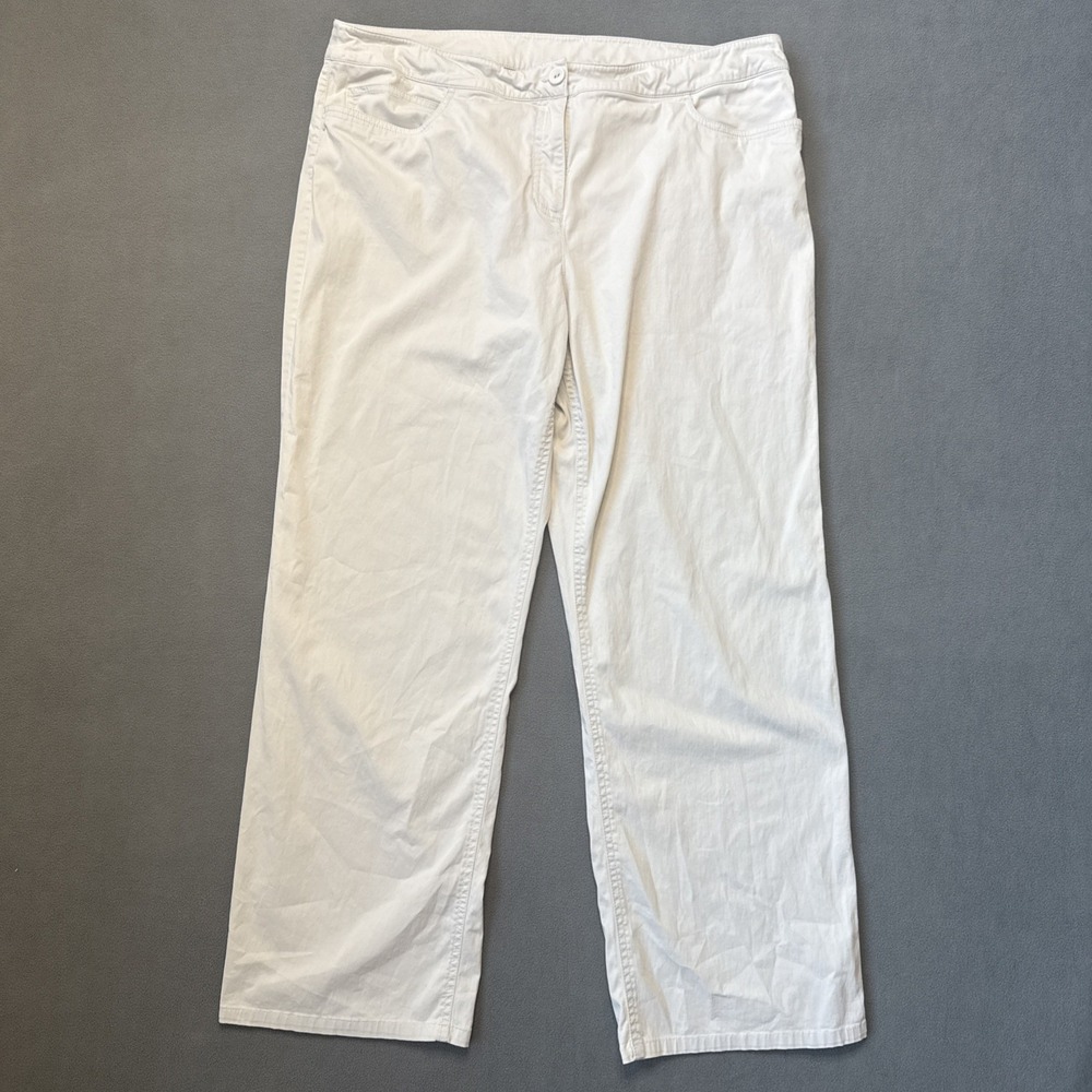 Eileen Fisher Pants Womens XL Ivory Straight Cotton Tencel Stretch Chino Light